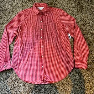New Old navy Women button down shirt long sleeve casual checkered pattern sz S